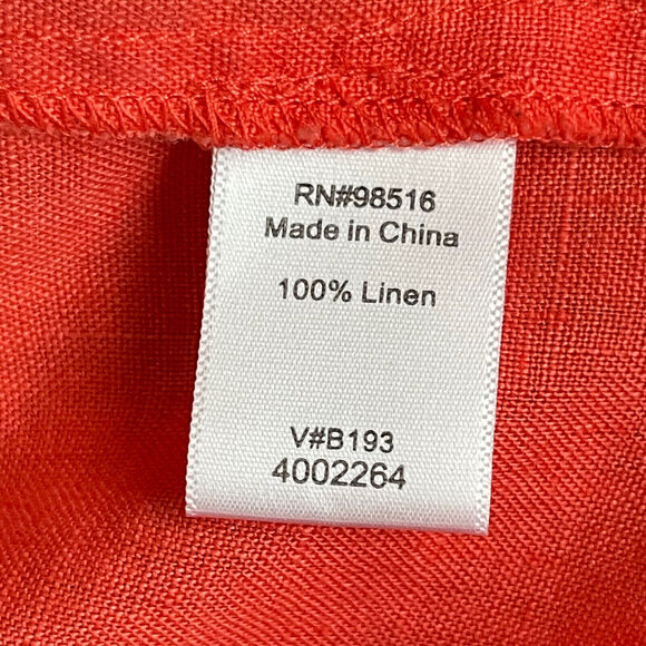 Coldwater Creek 100% Linen Collared Button-Front Pleated Top Size 2X Orange - Picture 10 of 15